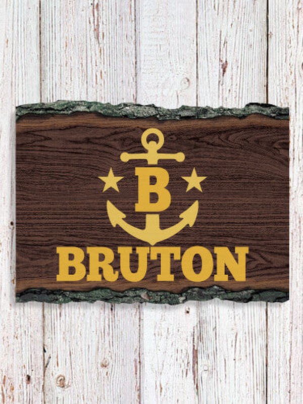 Nautical Monogram : Faux Sliced Log Plaque