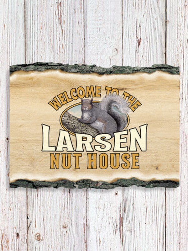Nut House : Faux Sliced Log Plaque