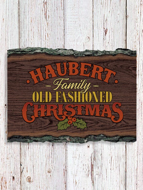 Old Fashioned Christmas : Faux Sliced Log Plaque