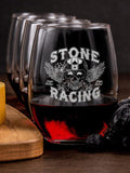 Racing Skull : Cheese Board Wine Glass Gift Sets - Engraved