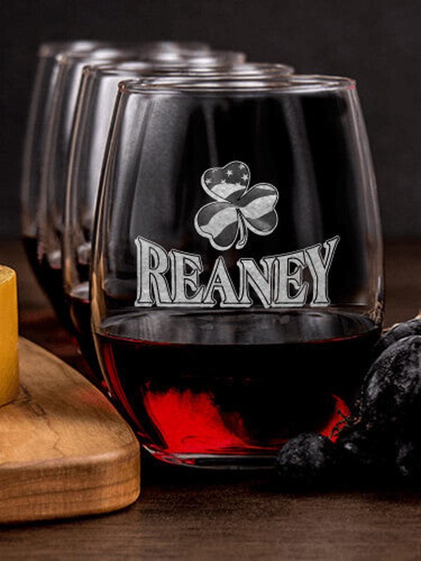 Shamrock Flag : Cheese Board Wine Glass Gift Sets - Engraved