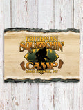 Squatchin' Camp : Faux Sliced Log Plaque