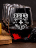 Swiss Parts : Cheese Board Wine Glass Gift Sets - Engraved