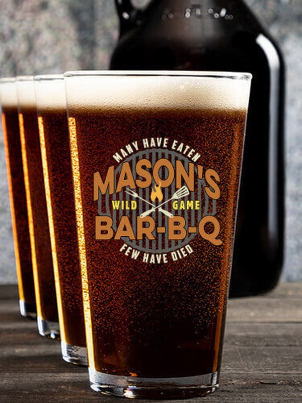 Wild Game Few Have Died BBQ : Growler Pint Glass Gift Sets - Color Printed
