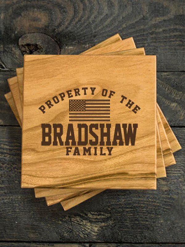 Property of Flag : Coasters - Engraved