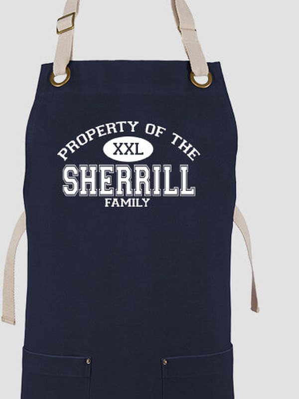 Property of Family : Printed Canvas Work Aprons