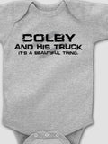 Man and His Truck : Printed Baby Bodysuits