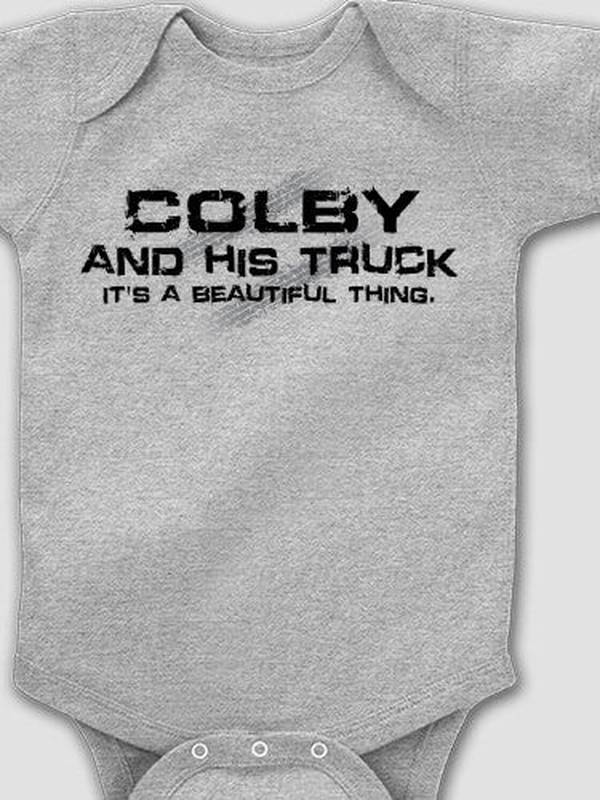 Man and His Truck : Printed Baby Bodysuits