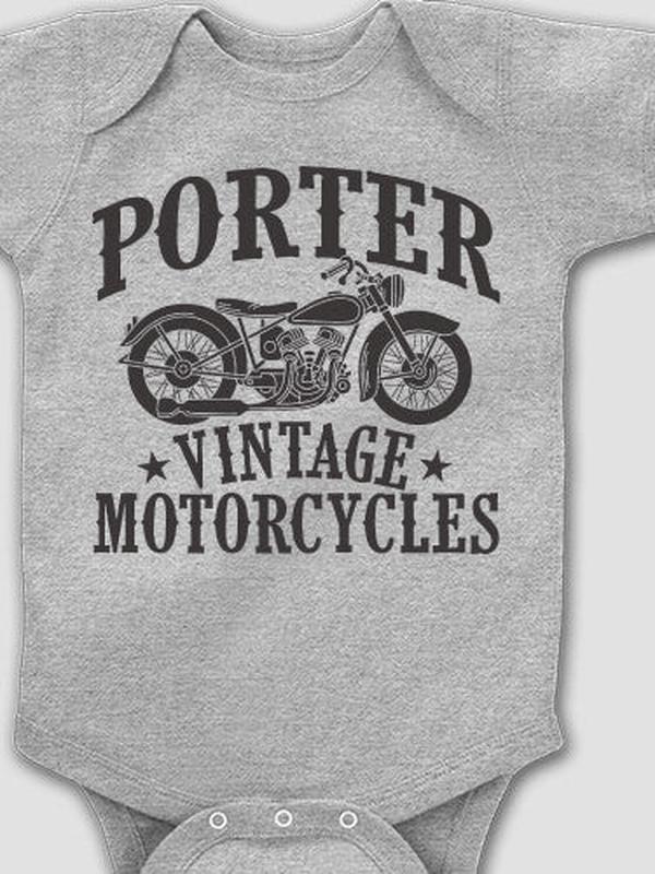 Vintage Motorcycles : Printed Baby Bodysuits